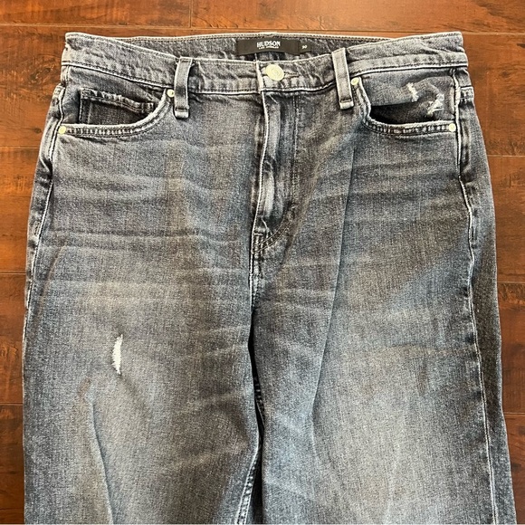 HUDSON Jeans Remi Straight Crop Jeans Black Wash Distressed Denim Size 30 - Picture 5 of 12